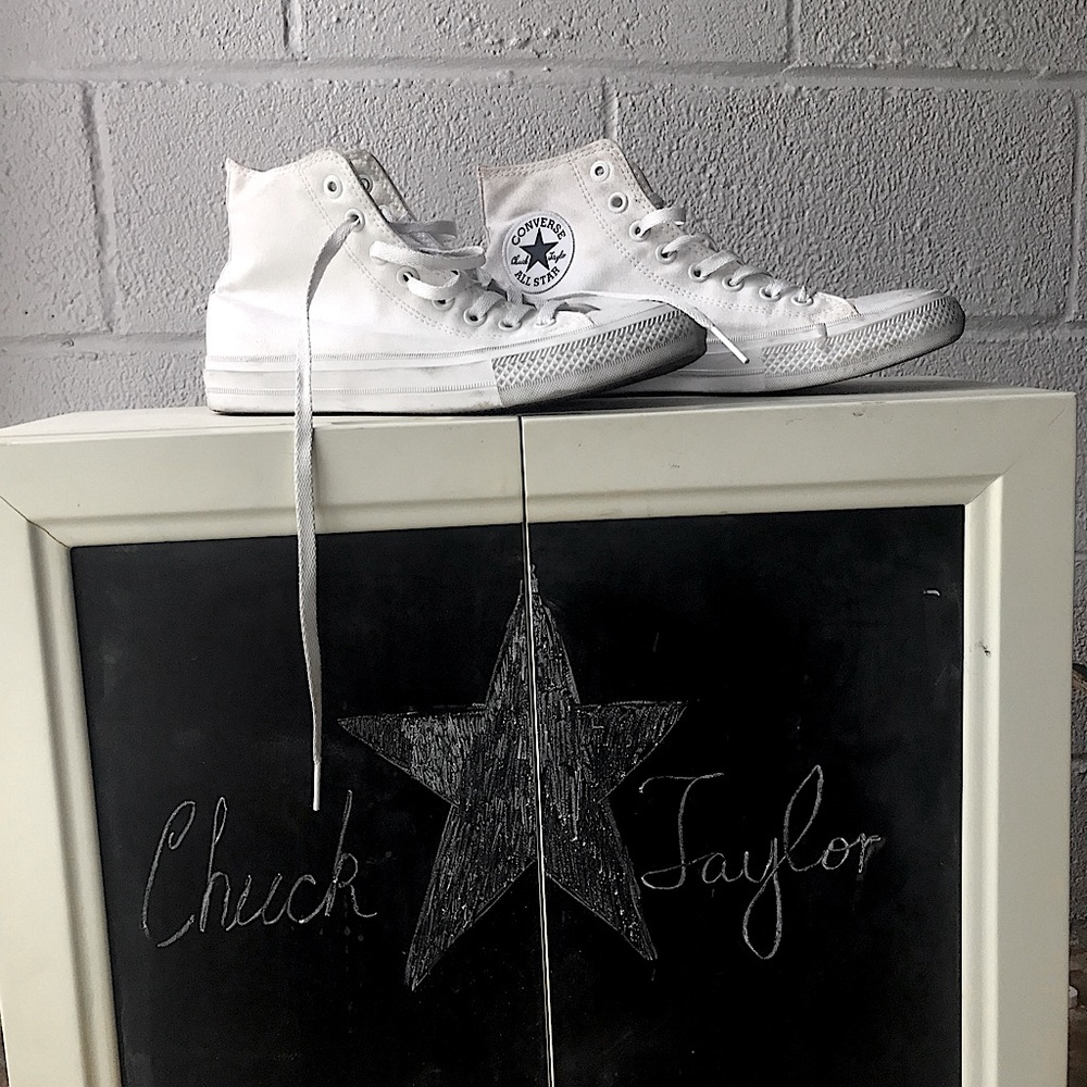 Perfectly worn white Converse
